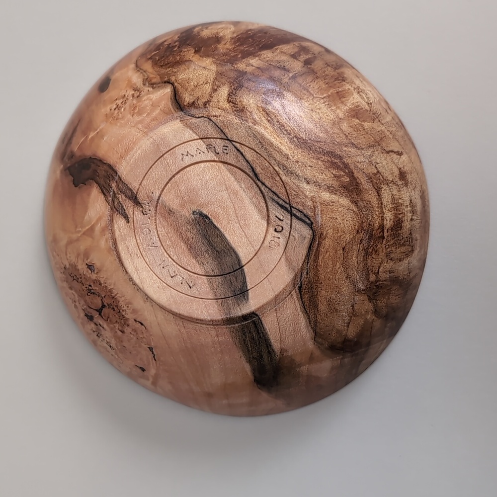 Alan Adler maple bowl (2018) fine art craft piece 6" Diameter - Picture 5 of 9